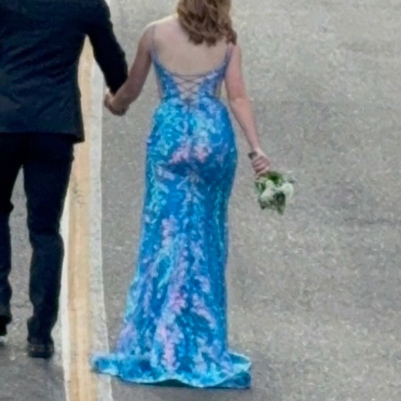Light Blue Sequins Amarra Prom Dress - Picture 3 of 3